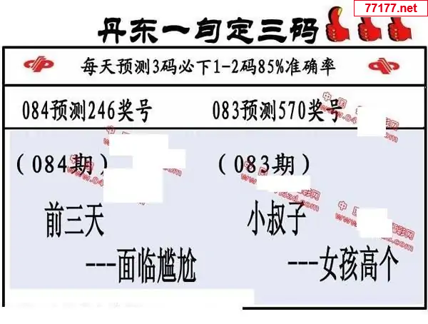 丹东图25年084期3d丹东一句定三码