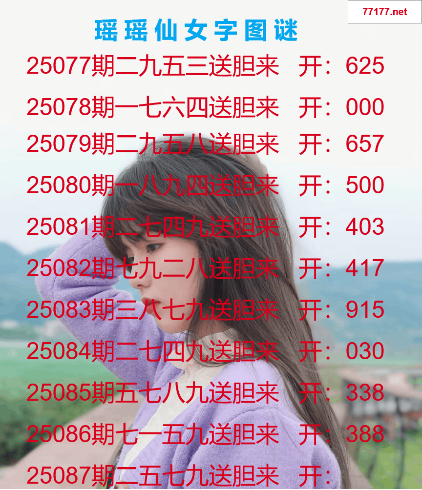 第25年087期瑶瑶仙女一句字图谜