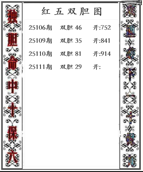 第25年111期红五双胆图