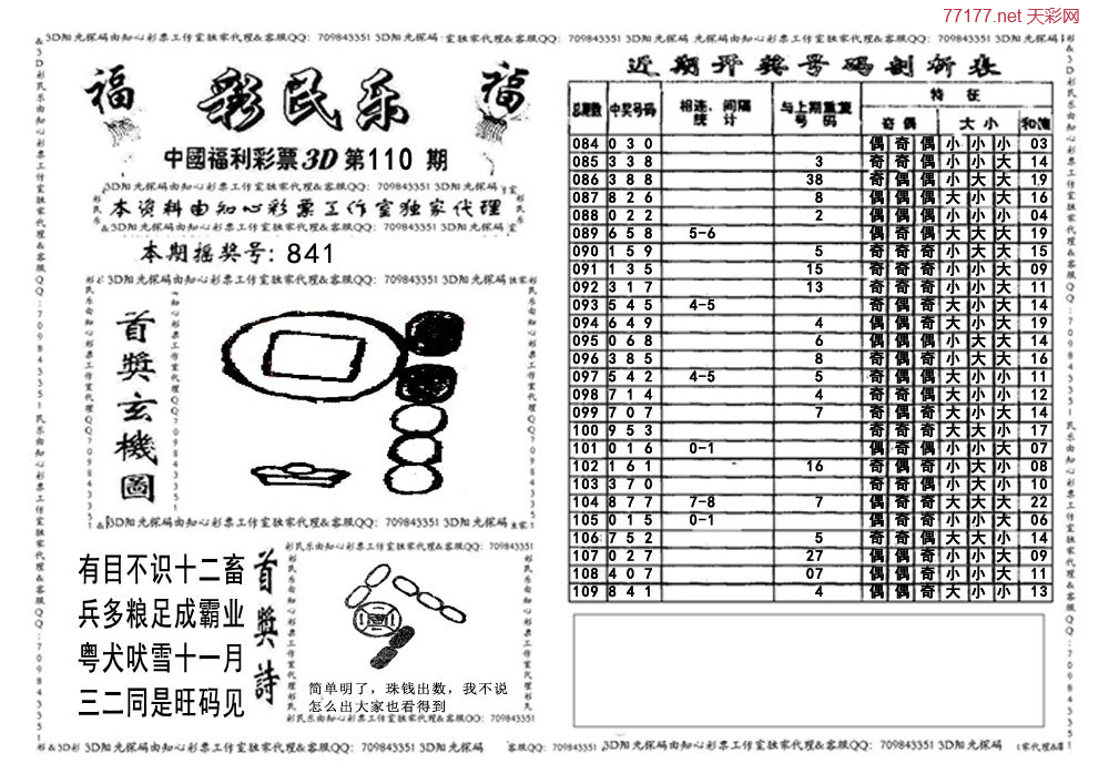 3d第25年110期彩民乐