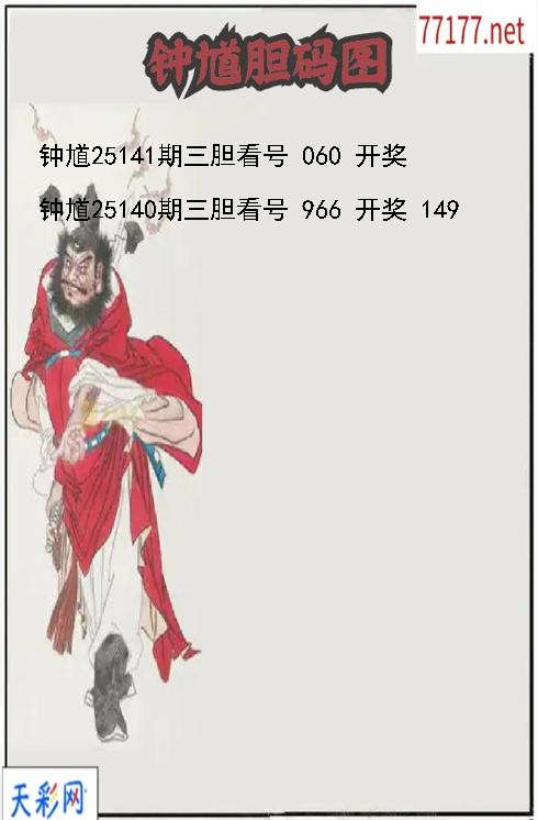 钟馗25140期3d胆码图