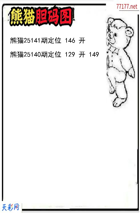 3d熊猫第25140期胆码图