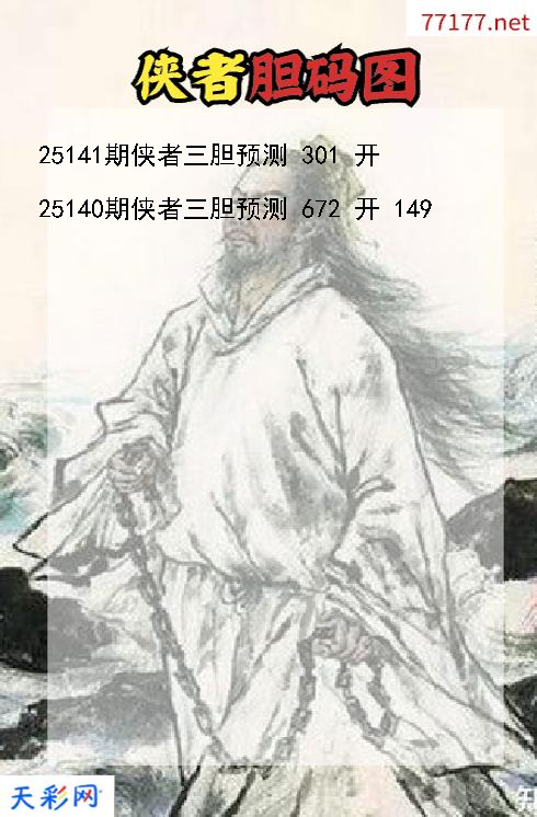 侠者25140期3d胆码图