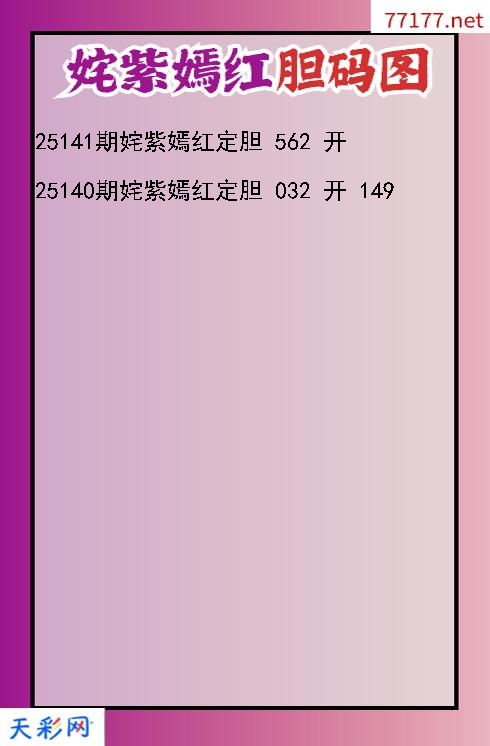 福彩3d第25140期姹紫嫣红胆码图