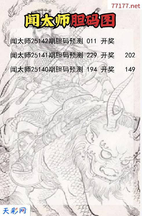 福彩3d闻太师第25141期胆码图