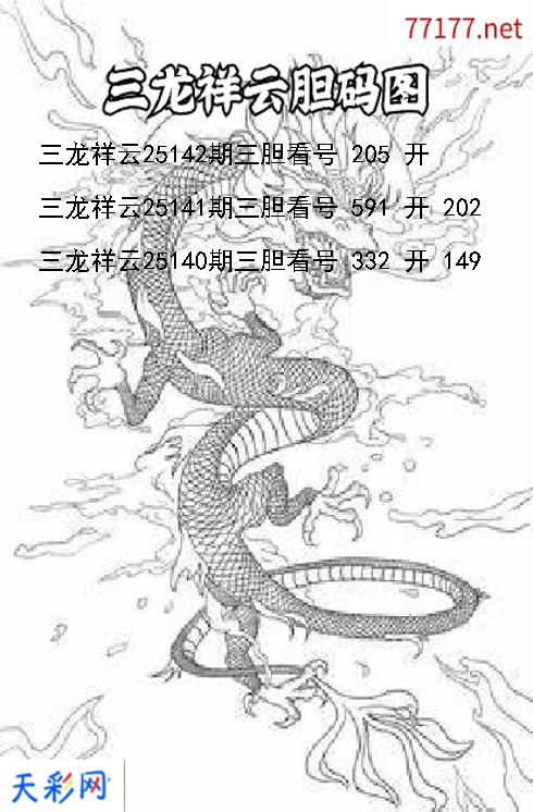 第25141期福彩3d三龙祥云胆码图