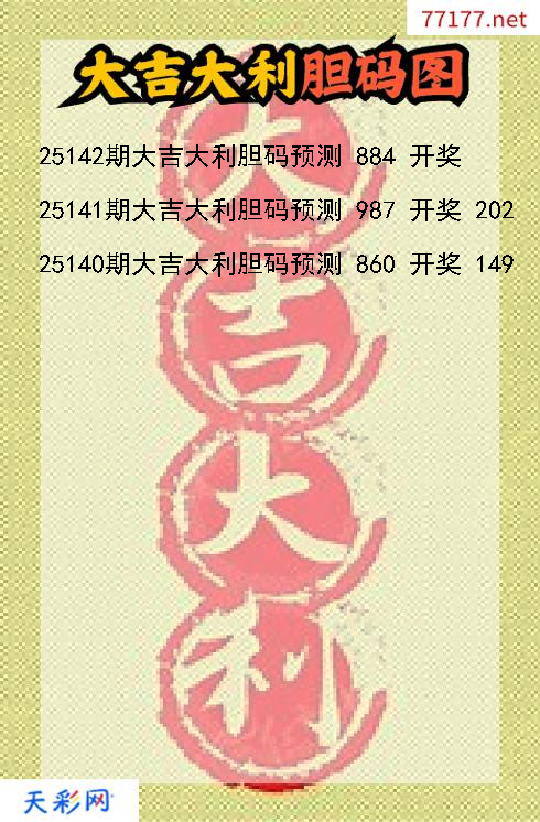 3d大吉大利第25141期胆码图