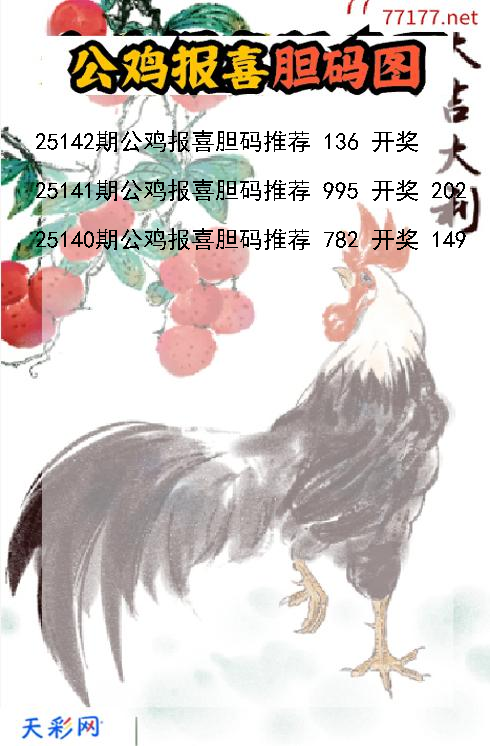 公鸡报喜25141期3d胆码图