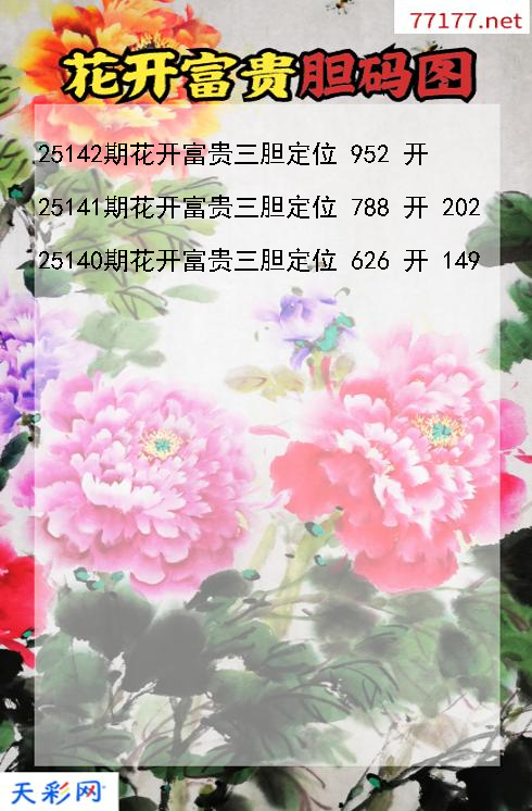 花开富贵第25141期福彩3d胆码图