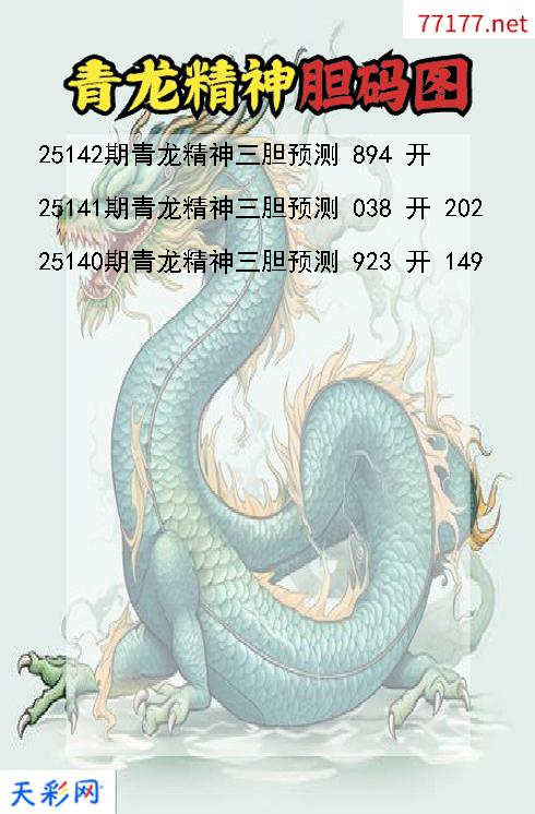 3d青龙精神第25141期胆码图