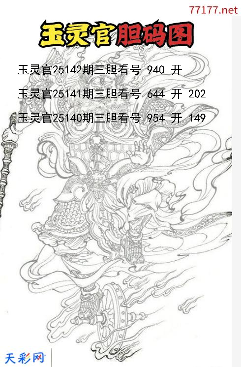 玉灵官第25141期3d胆码图