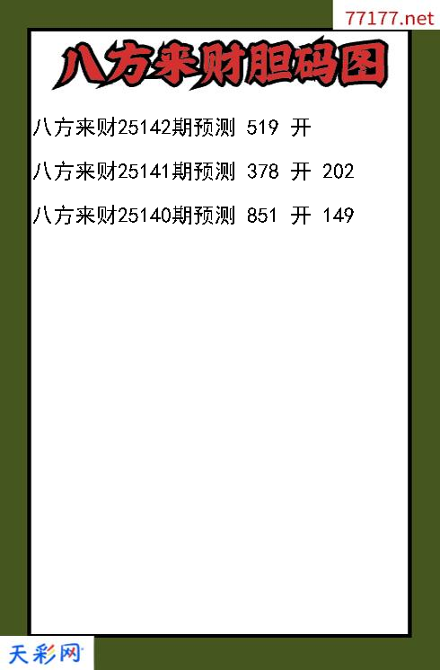 第25141期3d八方来财胆码图