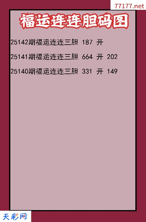 第25141期福彩3d福运连连胆码图