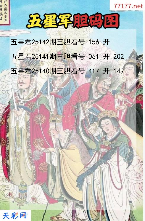 第25141期五星军福彩3d胆码图