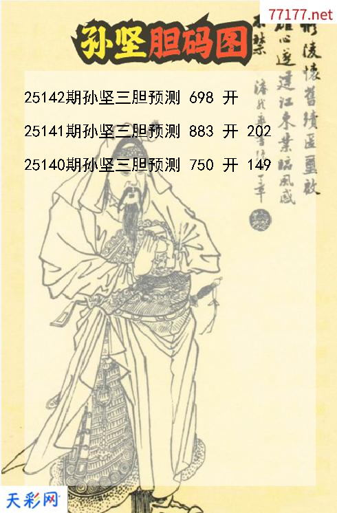 第25141期3d孙坚胆码图