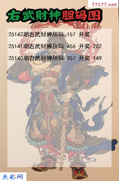福彩3d第25141期右武财神胆码图