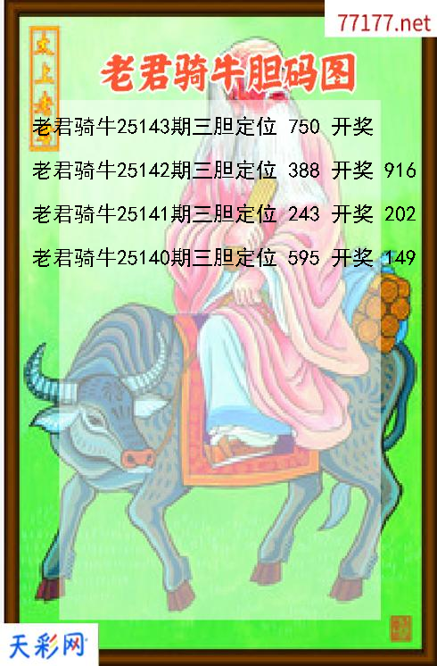 第25142期老君骑牛福彩3d胆码图