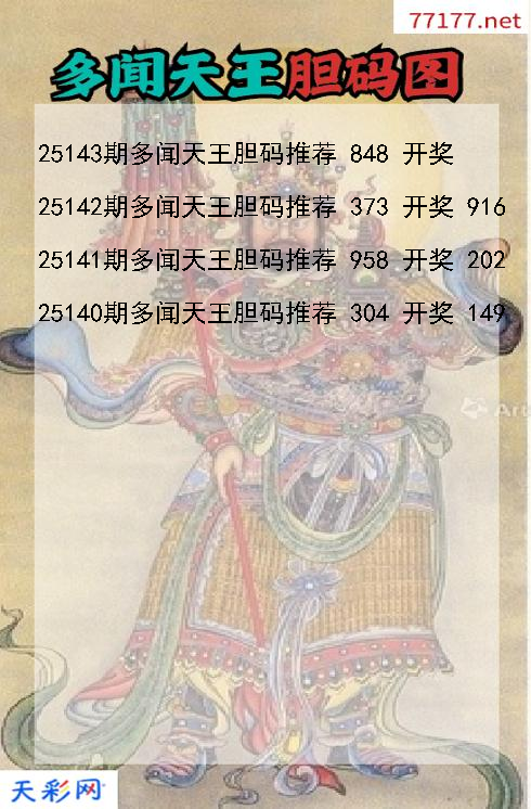 多闻天王第25142期福彩3d胆码图