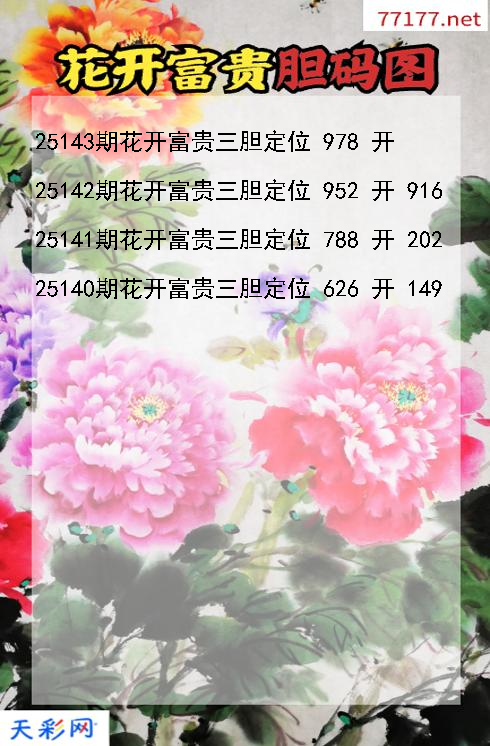 花开富贵第25142期福彩3d胆码图