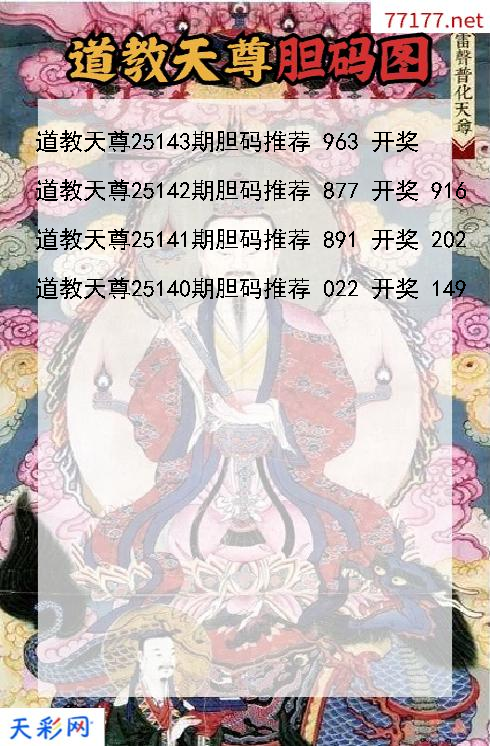 3d第25142期道教天尊胆码图