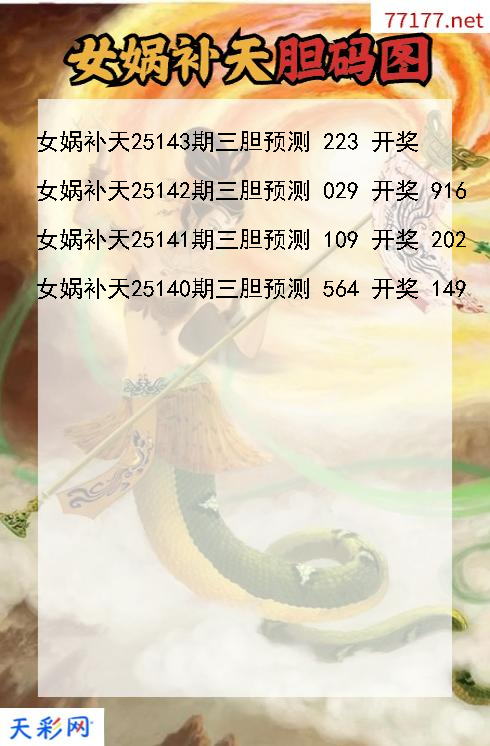 女娲补天第25142期福彩3d胆码图