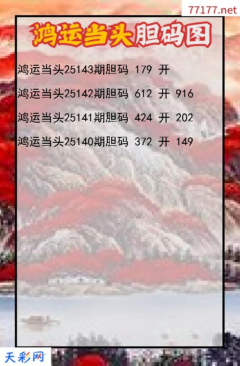 鸿运当头第25142期3d胆码图