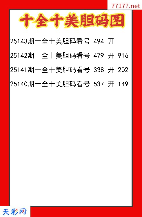 第25142期福彩3d十全十美胆码图