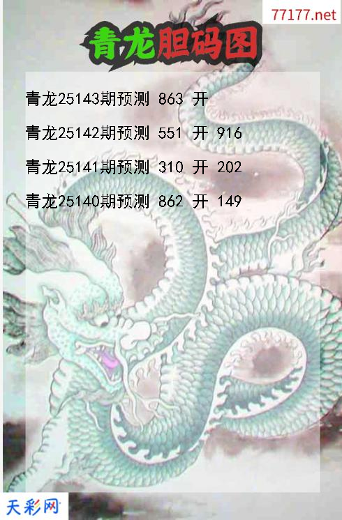 青龙第25142期福彩3d胆码图