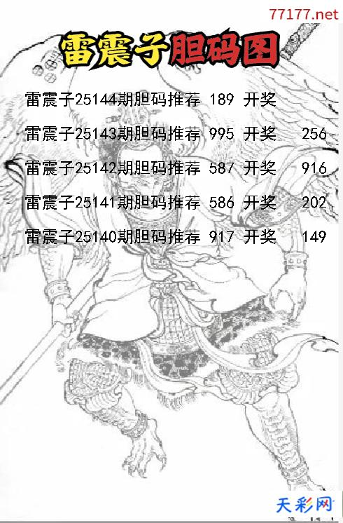 3d雷震子第25143期胆码图