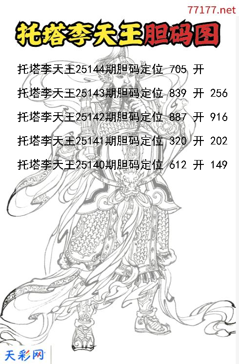 第25143期3d托塔李天王胆码图