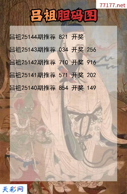吕祖第25143期福彩3d胆码图