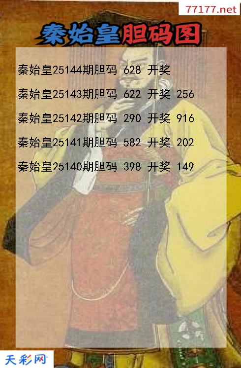 d秦始皇第25143期胆码图