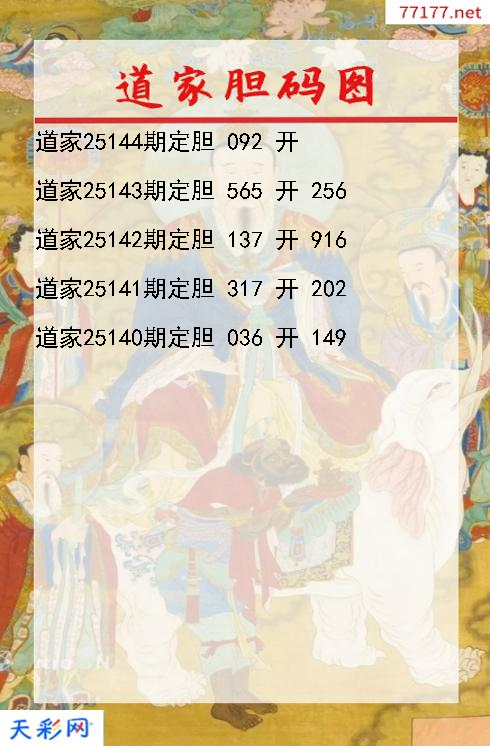 道家第25143期3d胆码图