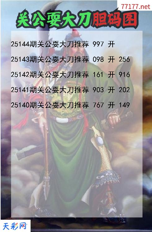 关公耍大刀25143期3d胆码图