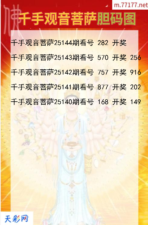 福彩3d第25143期千手观音菩萨胆码图