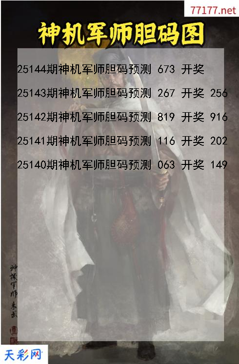 第25143期神机军师福彩3d胆码图