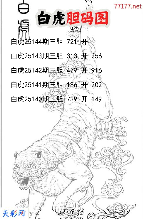 d白虎第25143期胆码图