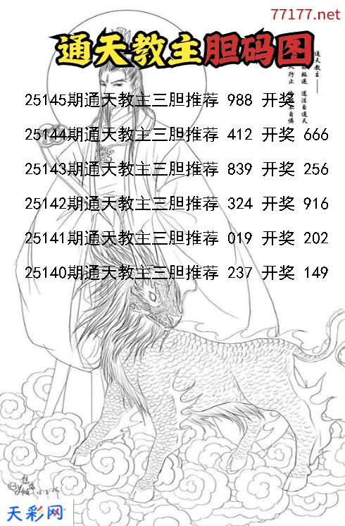 通天教主第25144期福彩3d胆码图