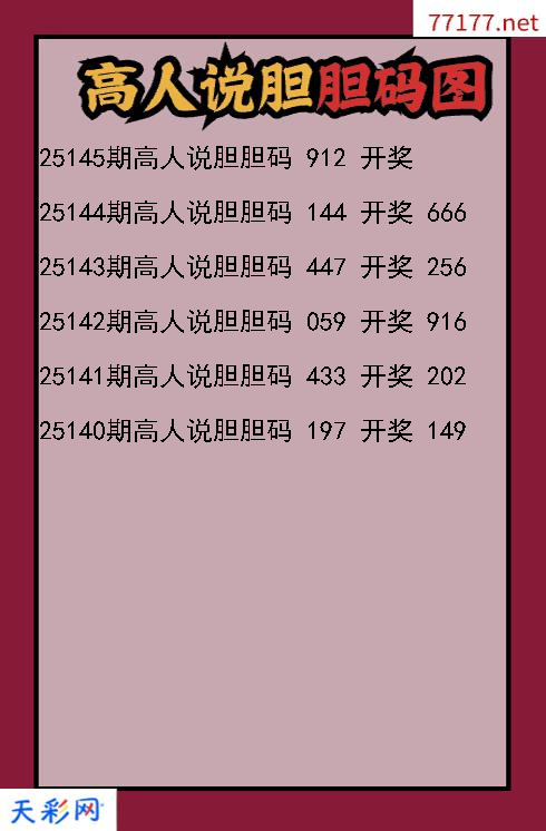 高人说胆第25144期福彩3d胆码图