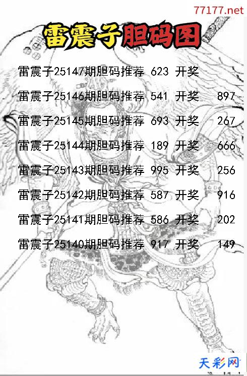 3d雷震子第25146期胆码图