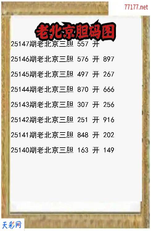 第25146期福彩3d老北京胆码图