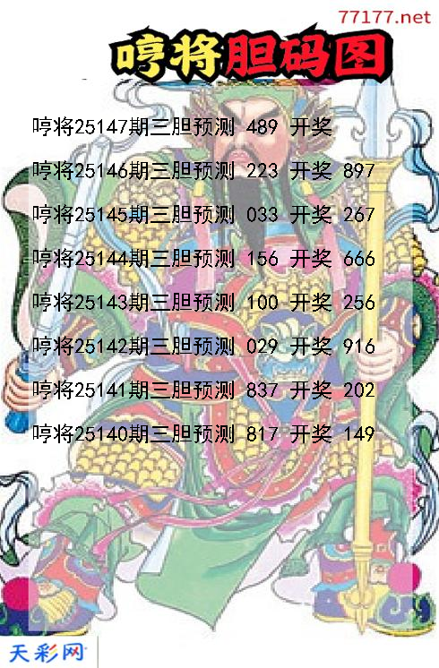 哼将第25146期3d胆码图