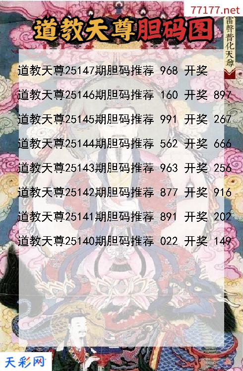 3d第25146期道教天尊胆码图