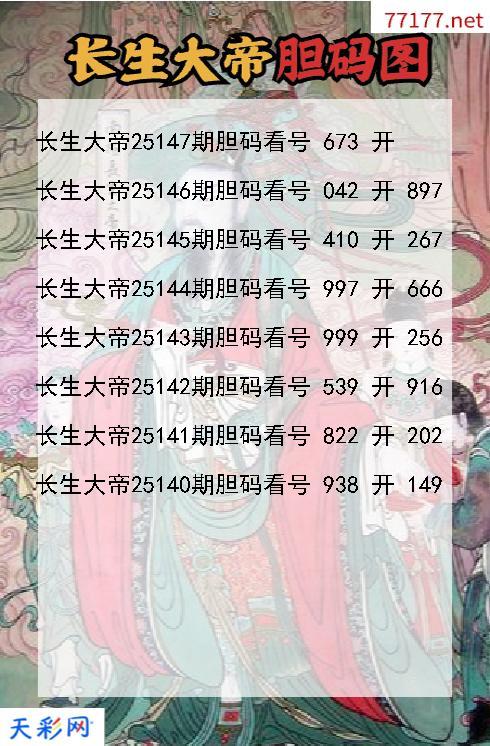第25146期福彩3d长生大帝胆码图