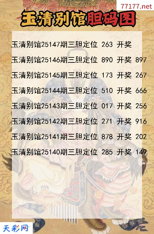第25146期玉清别馆3d胆码图