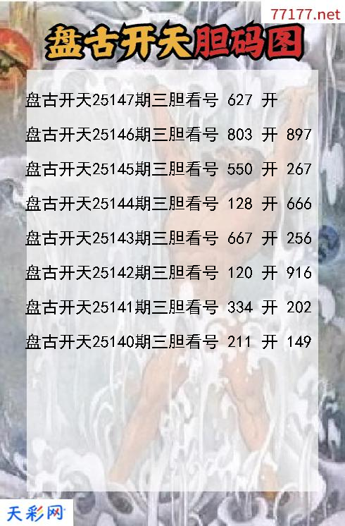 第25146期福彩3d盘古开天胆码图
