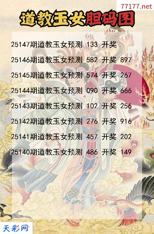 3d第25146期道教玉女胆码图