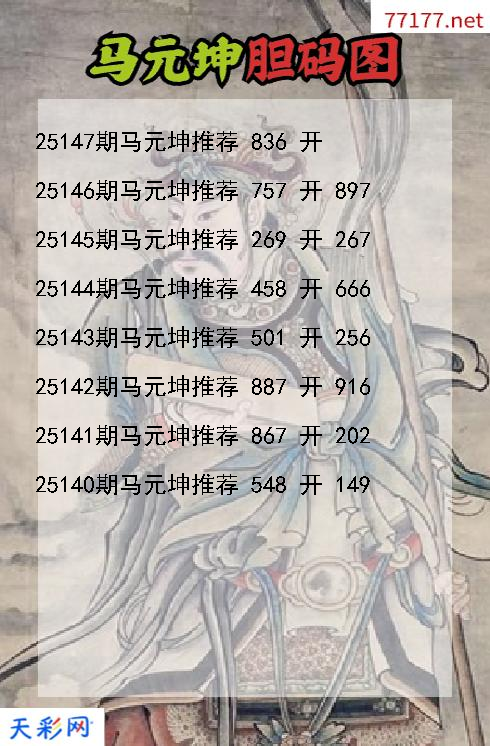 第25146期福彩3d马元坤胆码图