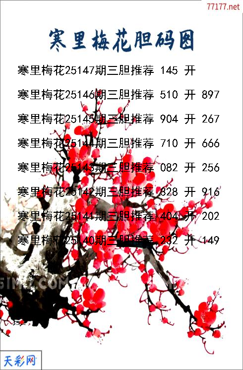 d寒里梅花第25146期胆码图