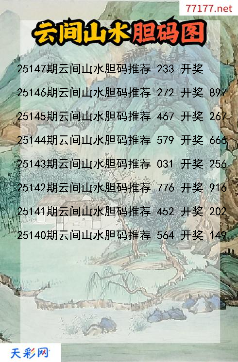 福彩3d第25146期云间山水胆码图